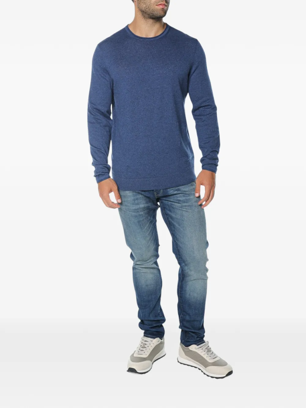 Ted Baker Yaen roll-edge crew-neck sweater Blauw