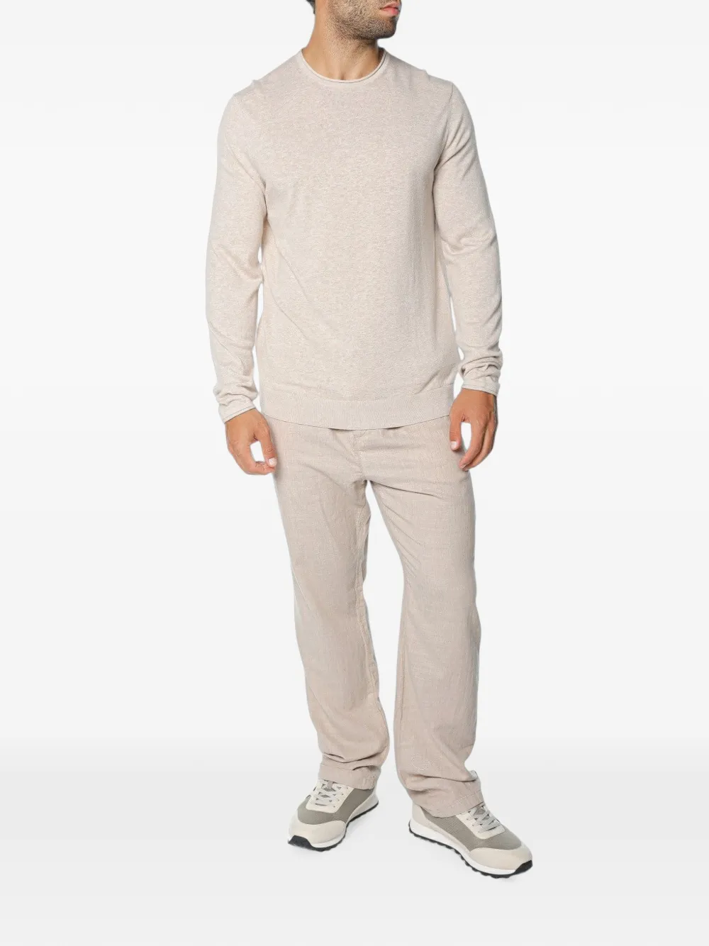 Ted Baker Trui met ronde hals en rolrand Beige