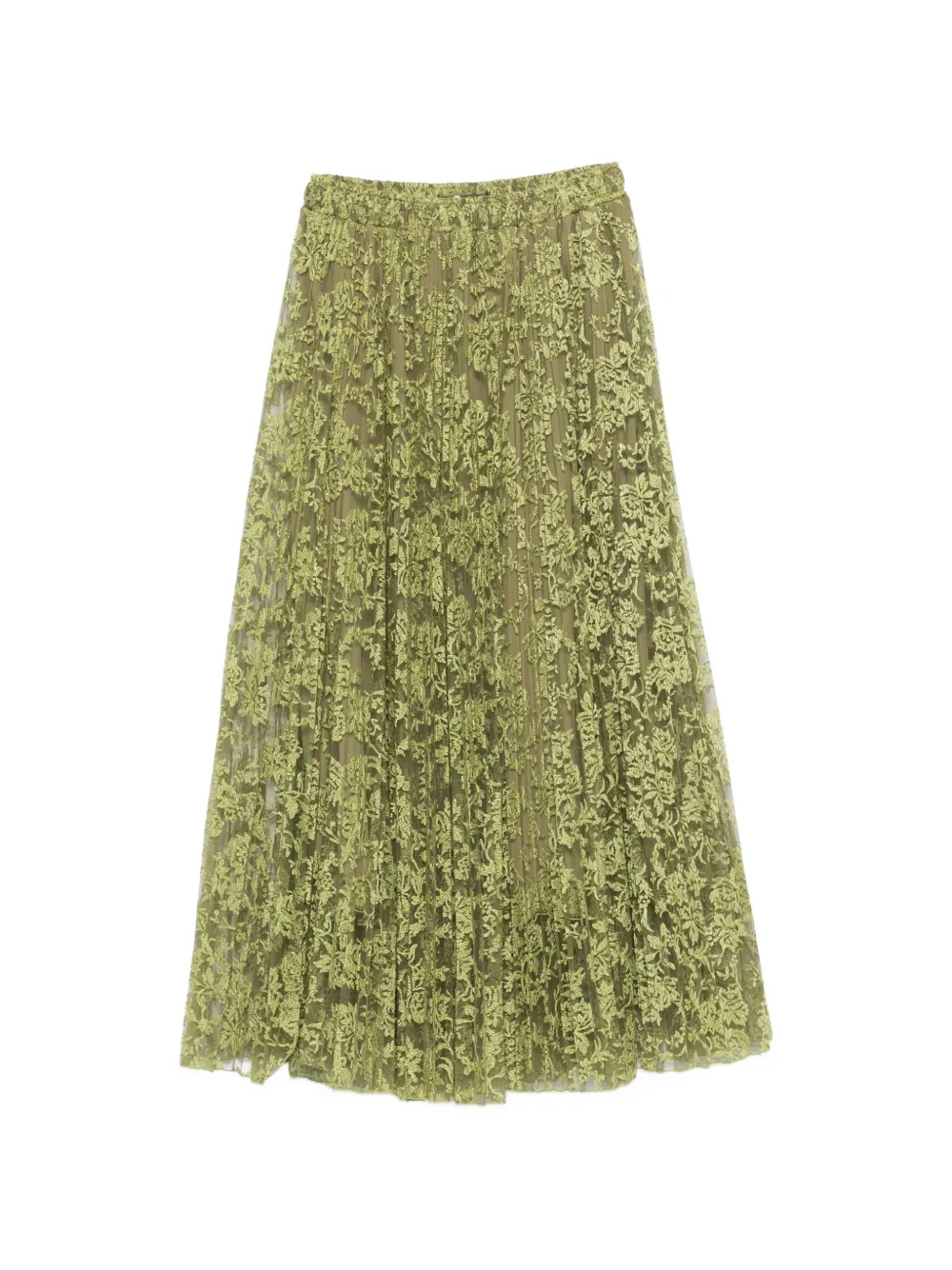 Ermanno Scervino floral-lace pleated midi skirt - Verde