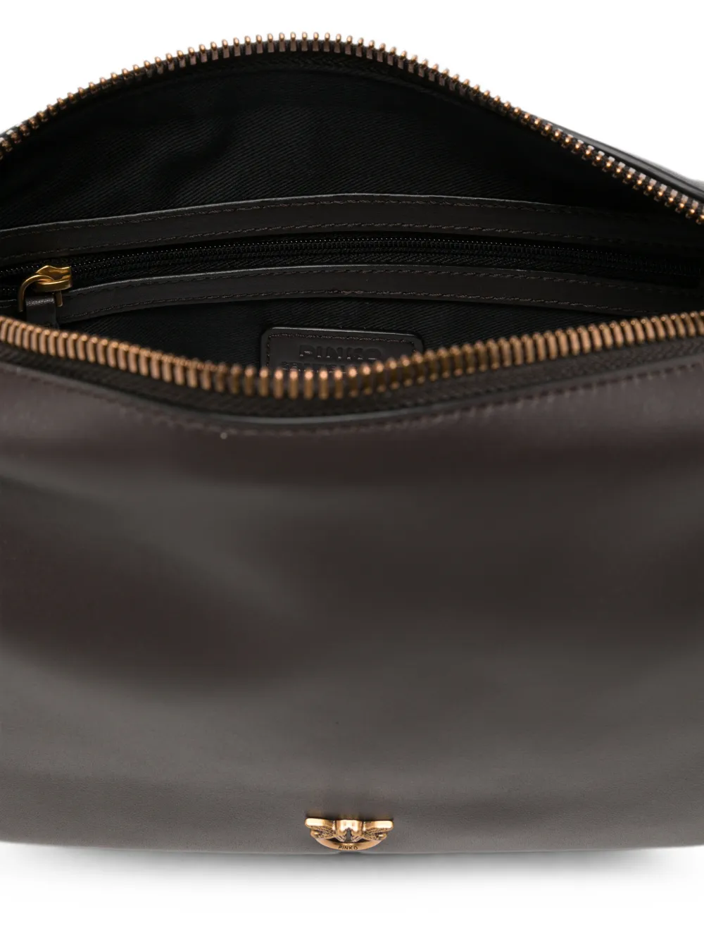 PINKO Love Birds leren schoudertas Bruin