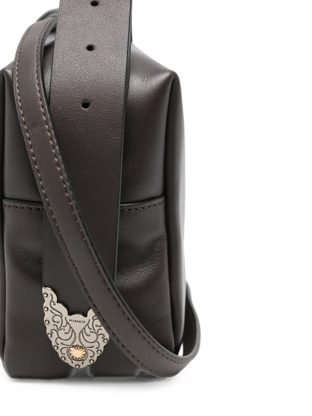 PINKO Love Birds leren schoudertas Bruin