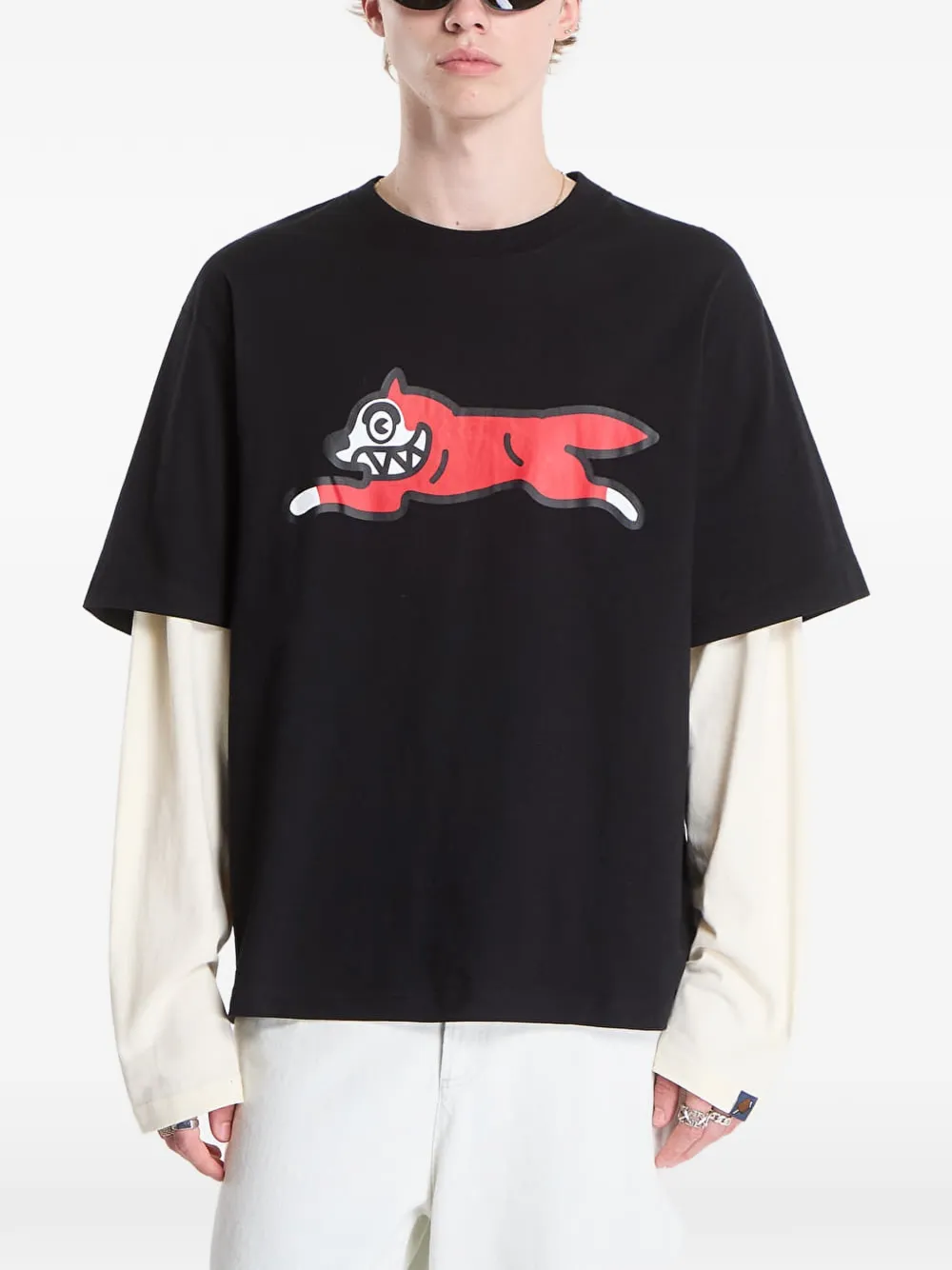 Billionaire Boys Club Ice Cream Running Dog layered long-sleeveT-shirt Zwart