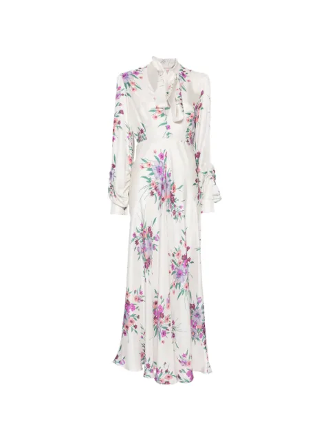 Raquel Diniz robe longue Valerie à fleurs et col noué