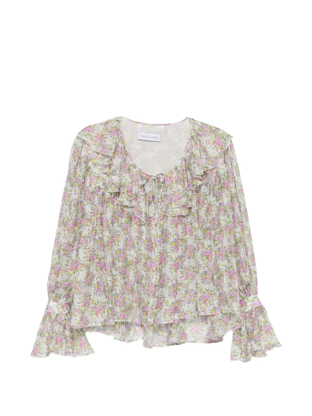 Raquel Diniz floral-print ruffled blouse - Bianco