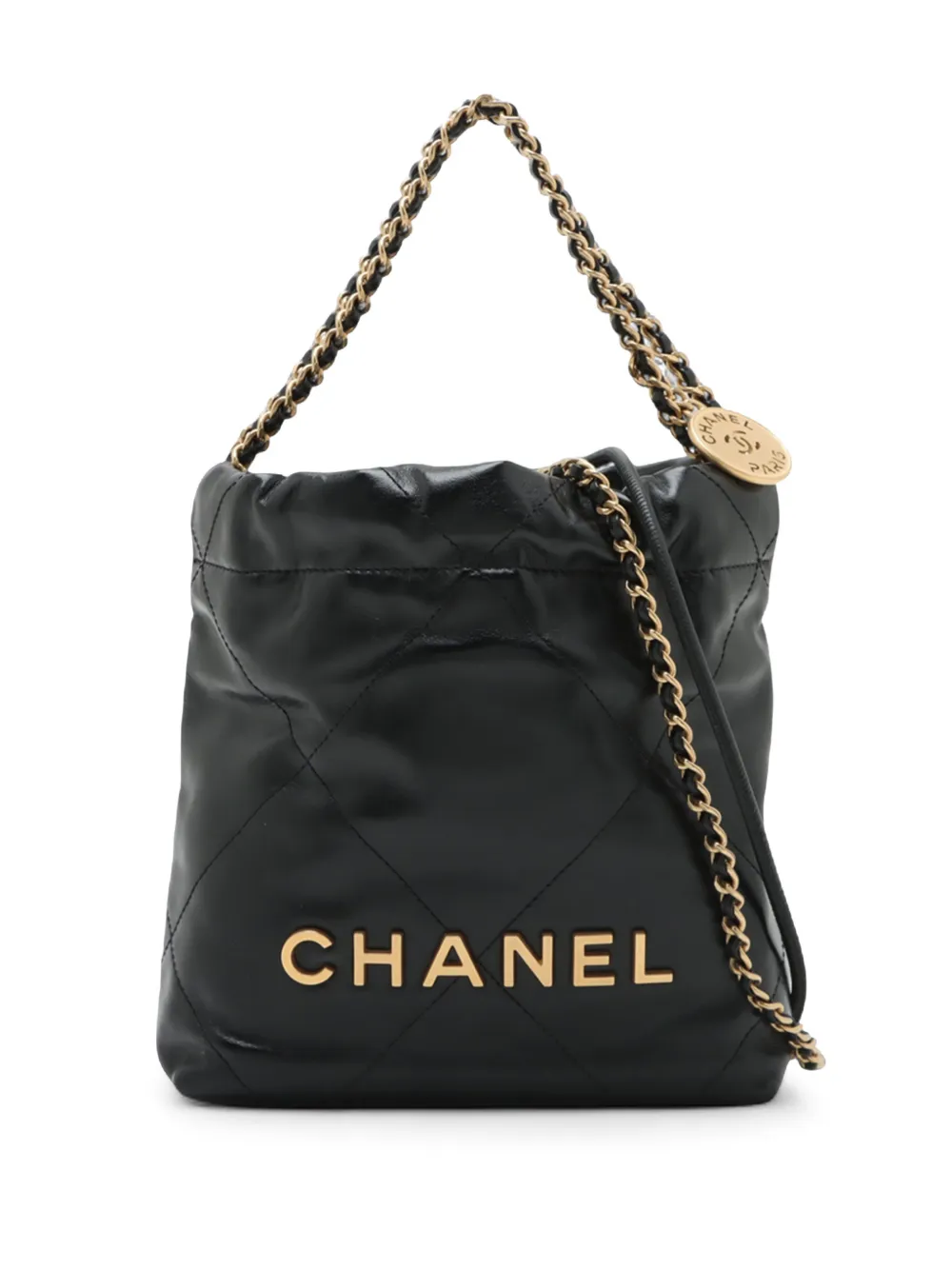 CHANEL Pre-Owned 2021-2026 Mini Shiny Calfskin 22 Handbag satchel - Nero