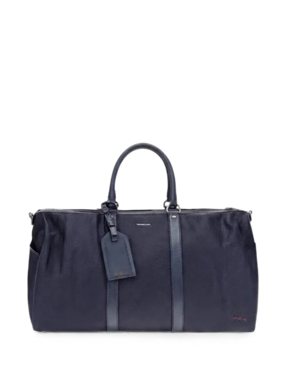 Kiton logo-plaque leather-trim holdall bag - Blu