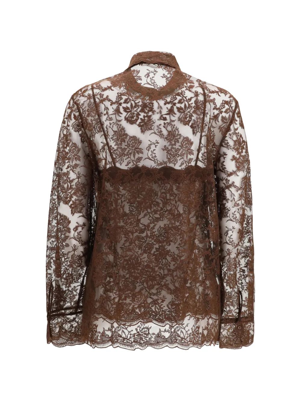 Ermanno Scervino Blouse met geborduurd kant Bruin