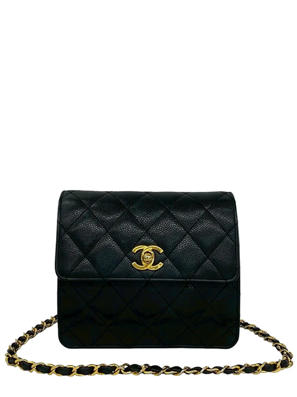 CHANEL Pre-Owned 1991-1994 CC Quilted Caviar Single Flap crossbody bag - Nero