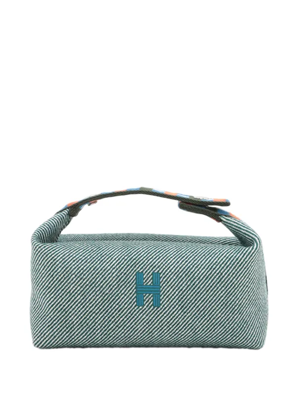 Hermès Pre-owned 2010-2026 Small Wool Bride a Brac H Natte Case Vanity Bag in Blue