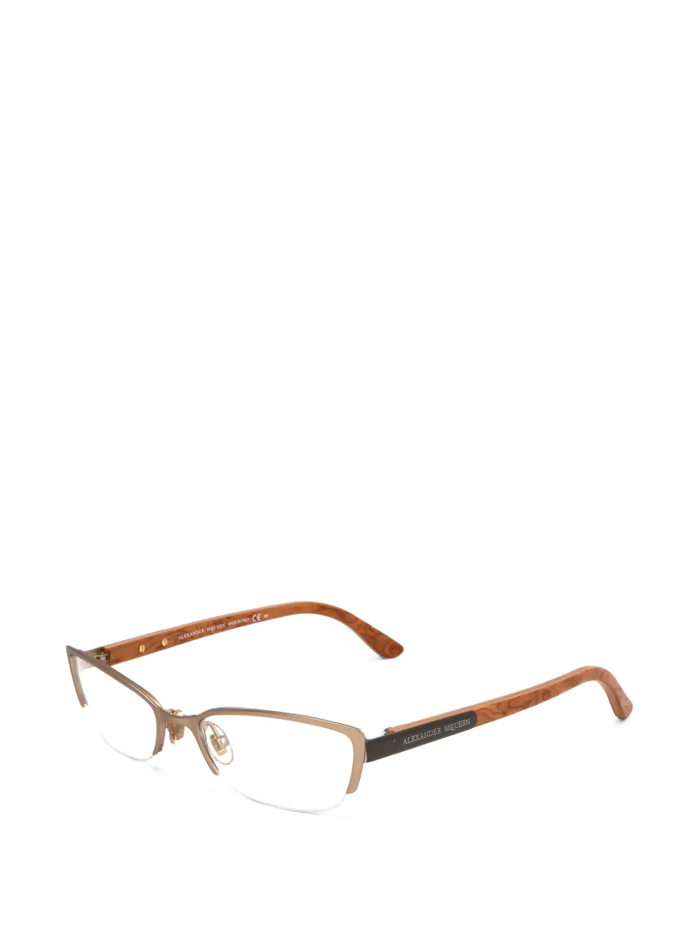 Alexander McQueen Eyewear Bril met rechthoekig montuur Beige
