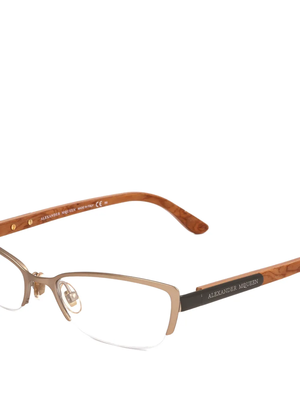 Alexander McQueen Eyewear Bril met rechthoekig montuur Beige