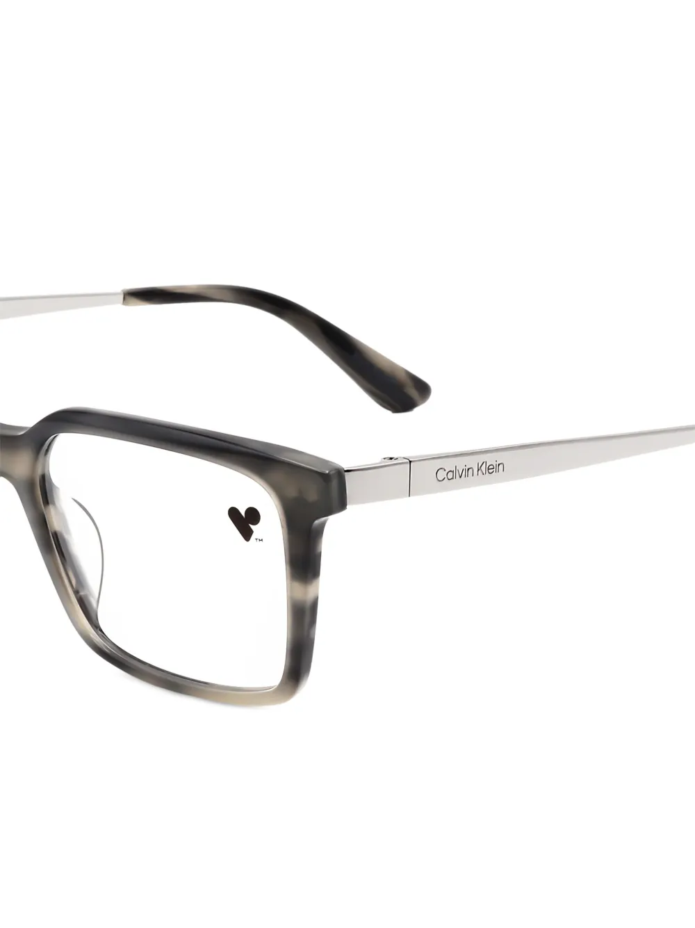 Calvin Klein Bril met rechthoekig montuur en schildpadschild montuur Grijs