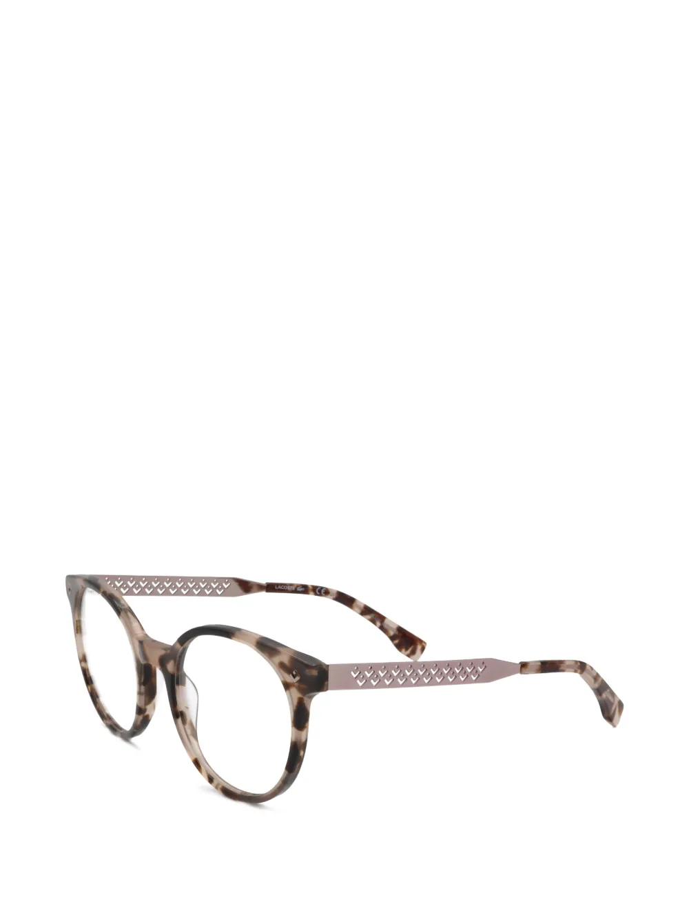 Lacoste tortoiseshell-effect round-frame glasses - Marrone