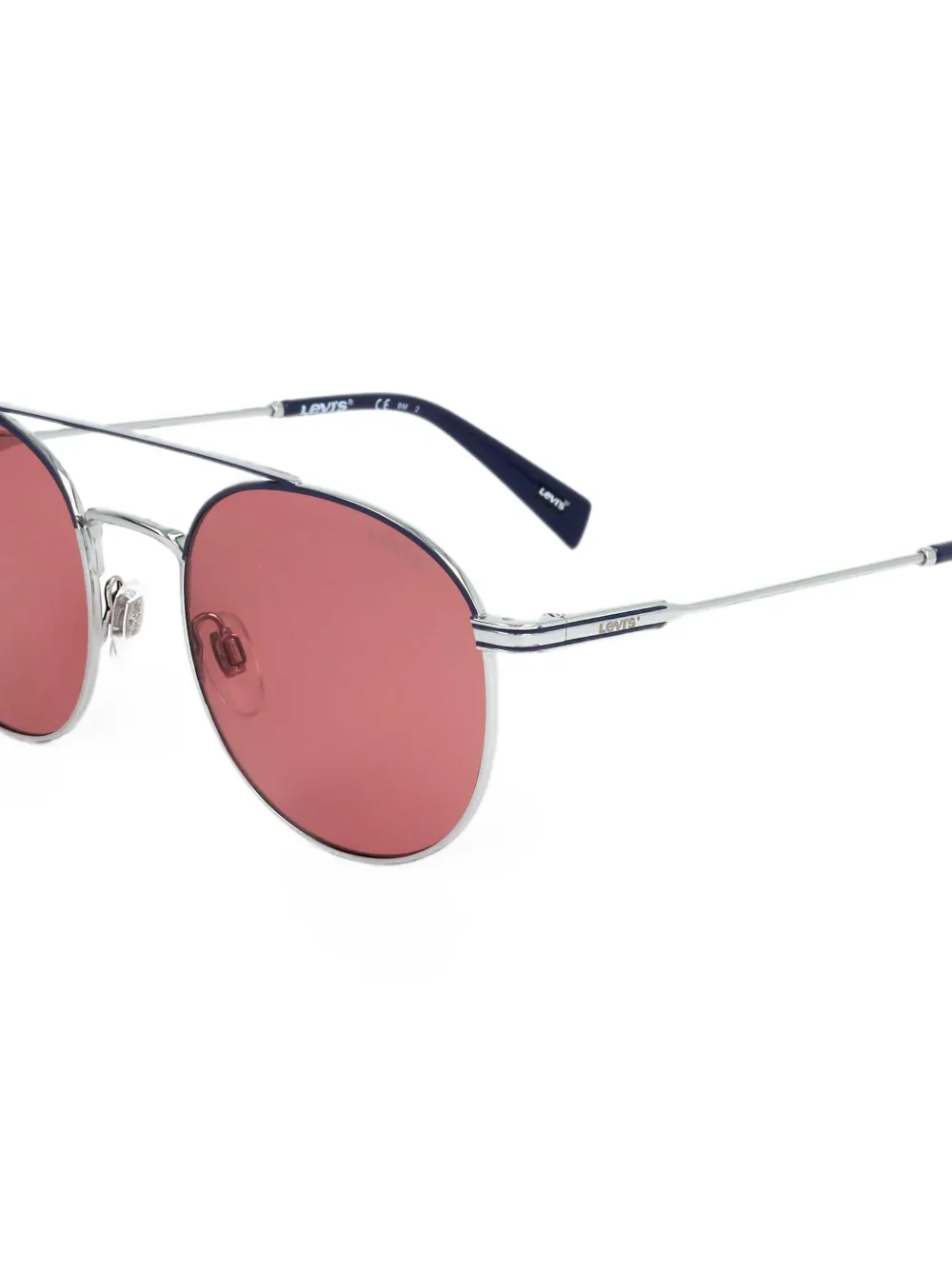Levi's Zonnebril met rond montuur en palladium montuur Zilver