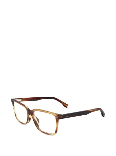 BOSS striped rectangle-frame glasses
