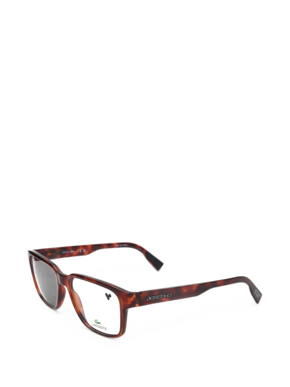 Lacoste tortoiseshell-effect rectangle-frame glasses - Marrone
