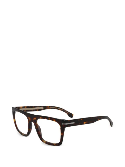 BOSS tortoiseshell-pattern square-frame glasses