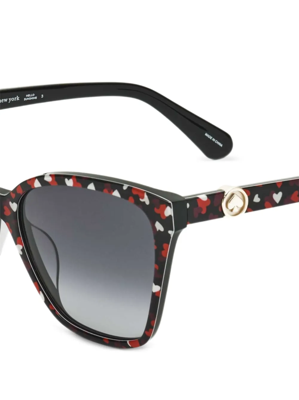 Kate Spade Zonnebril met vierkant montuur en hartprint Zwart