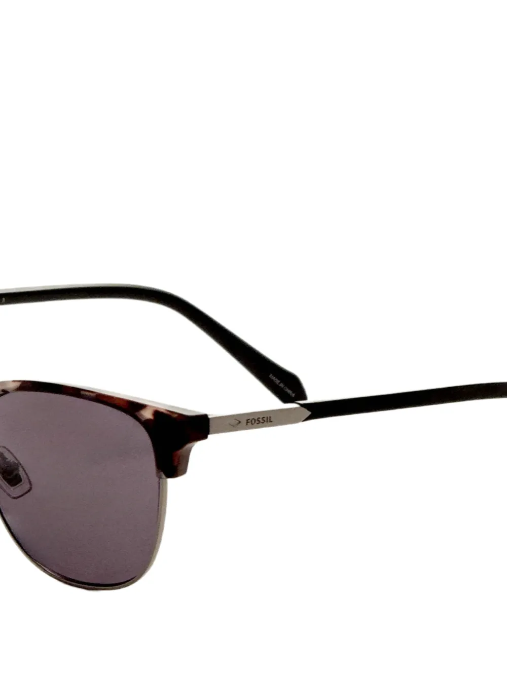 FOSSIL Zonnebril met browline montuur en schildpadschild-design Bruin