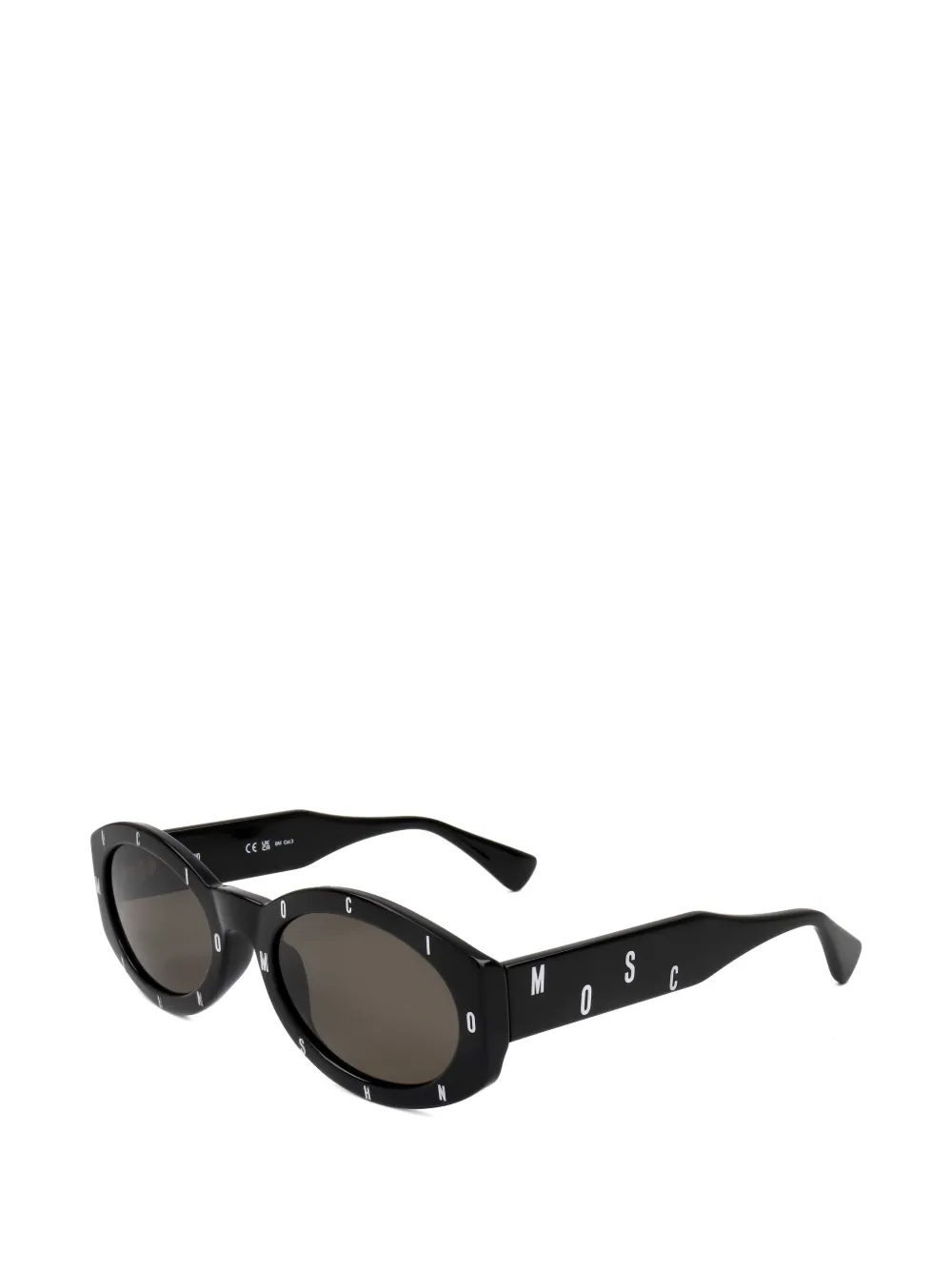 Moschino Eyewear Occhiali da sole ovali con logo - Nero