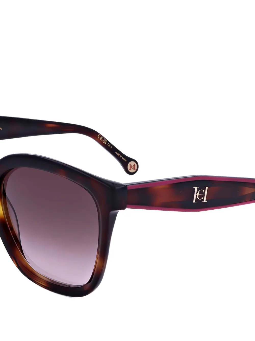 Carolina Herrera Tortoiseshell-effect Logo-plaque Sunglasses in Brown, view 2