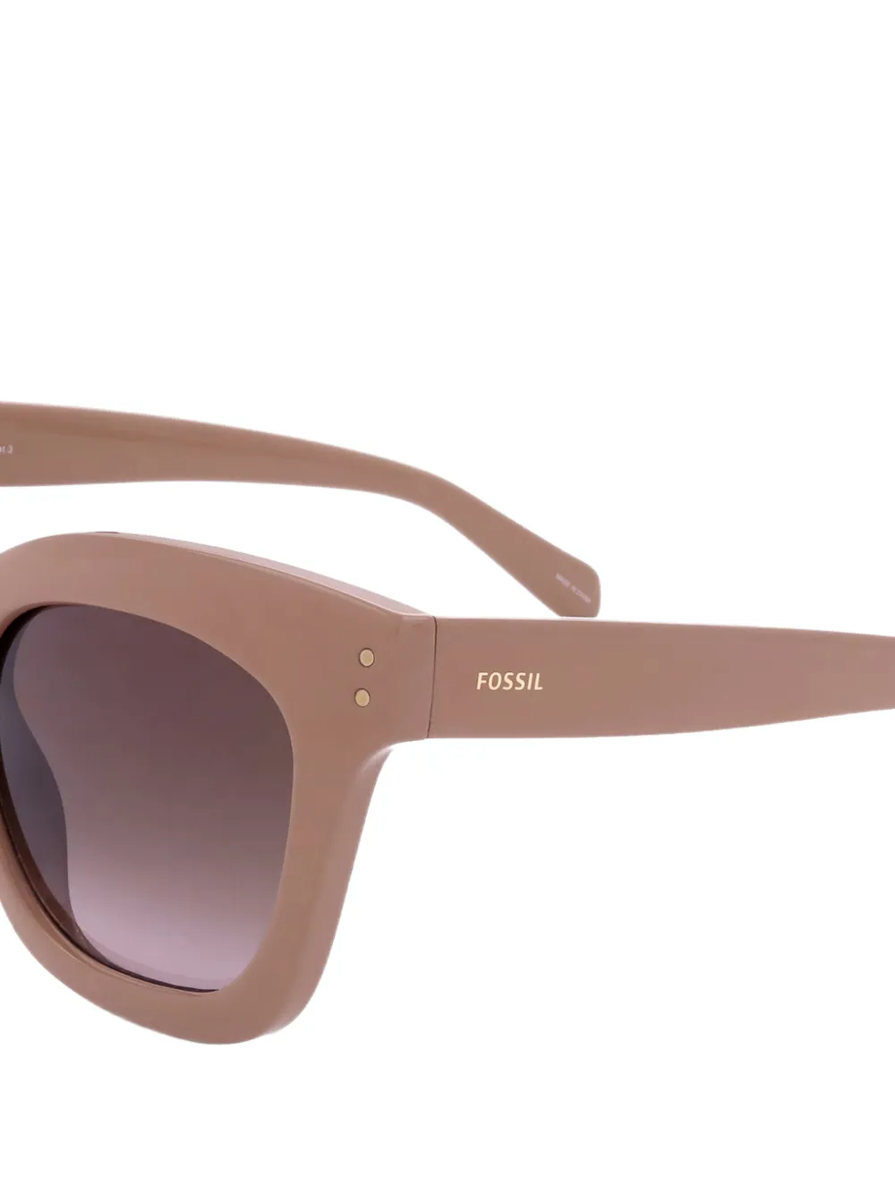 FOSSIL Zonnebril met vierkant montuur Beige