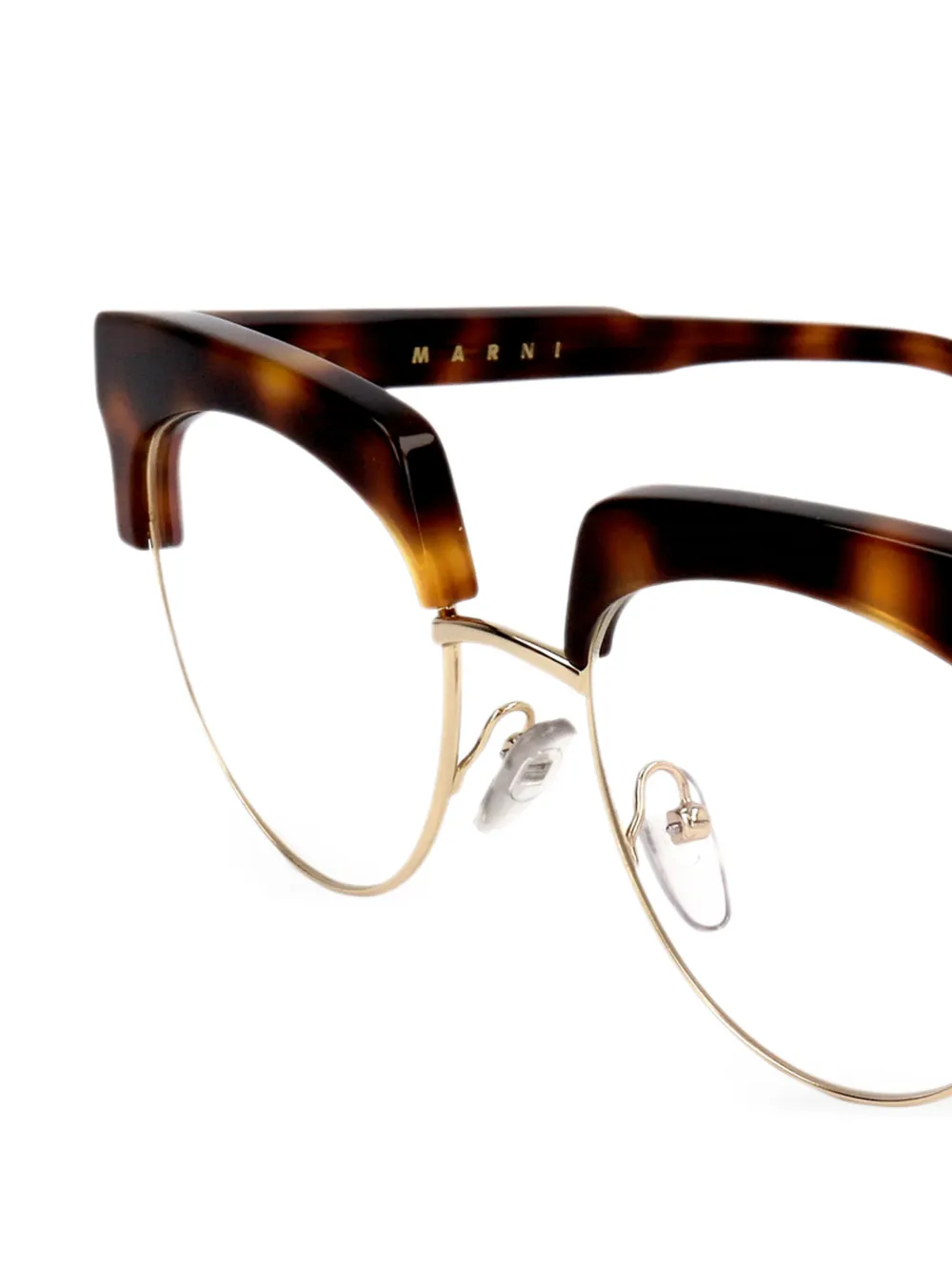 Marni Eyewear Bril met browline montuur en schildpadschild-design Bruin