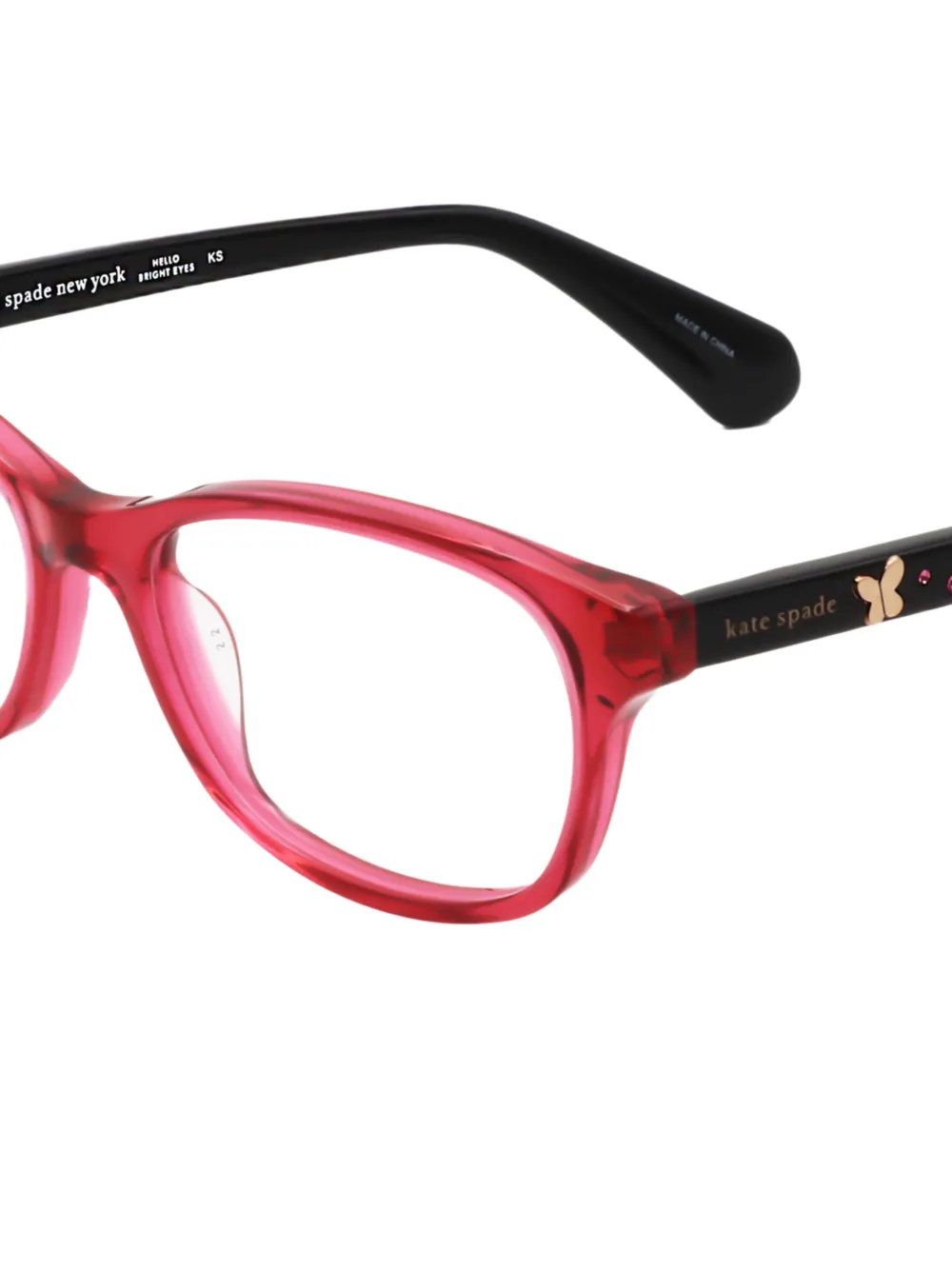 Kate Spade Emmi bril met vierkant montuur en vlinderdetail Rood