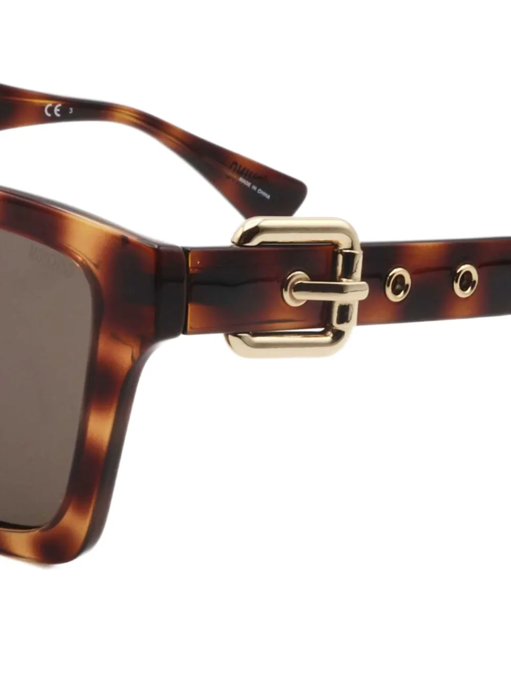 Moschino Eyewear Zonnebril met schildpadschild-design en gesp detail Bruin