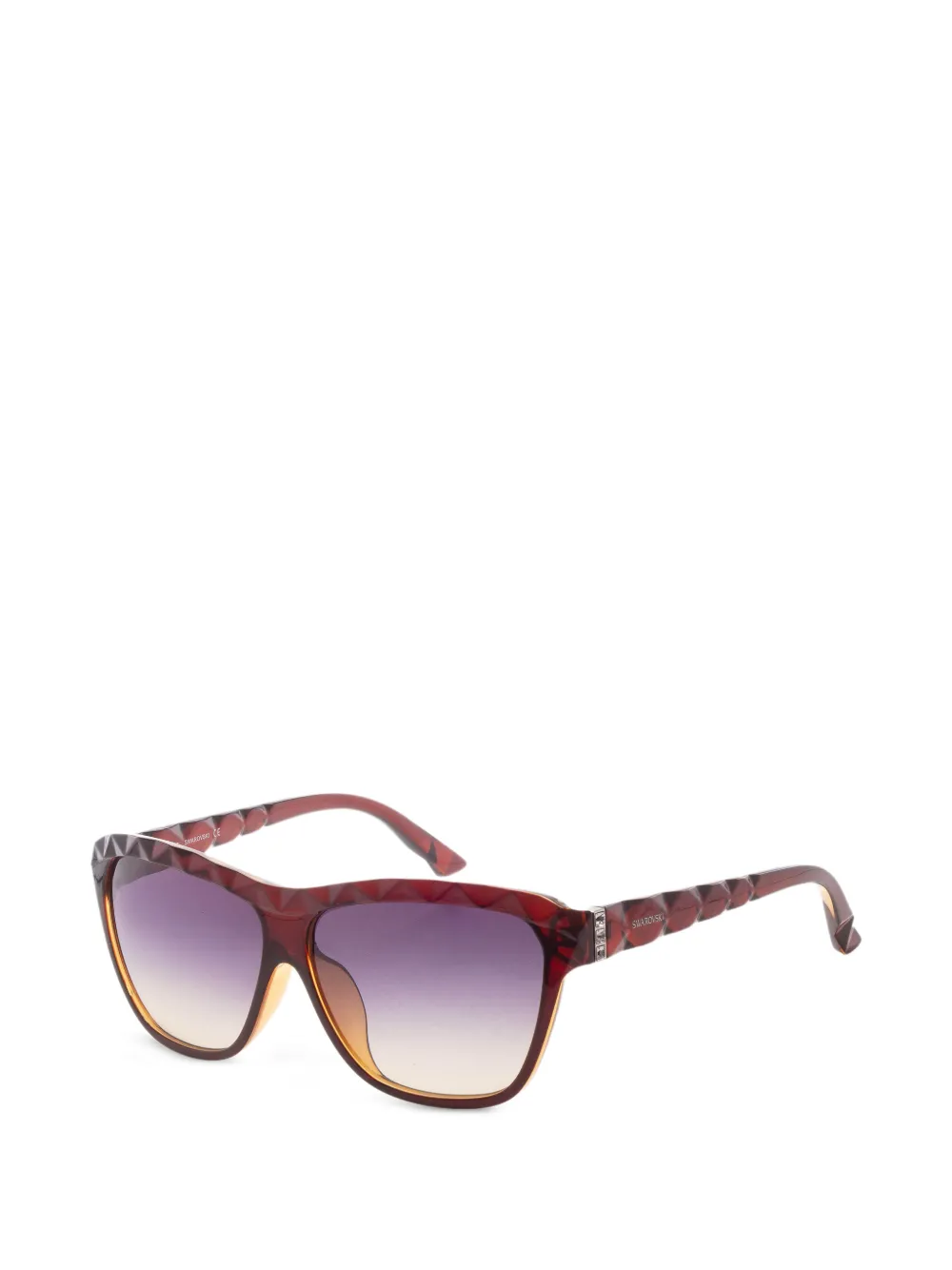 Swarovski Eckige Sonnenbrille mit Kristallen - Rot