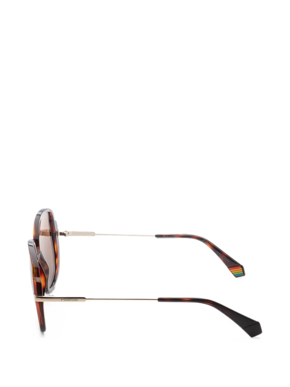Polaroid Zonnebril met vierkant montuur en schildpadschild design Bruin