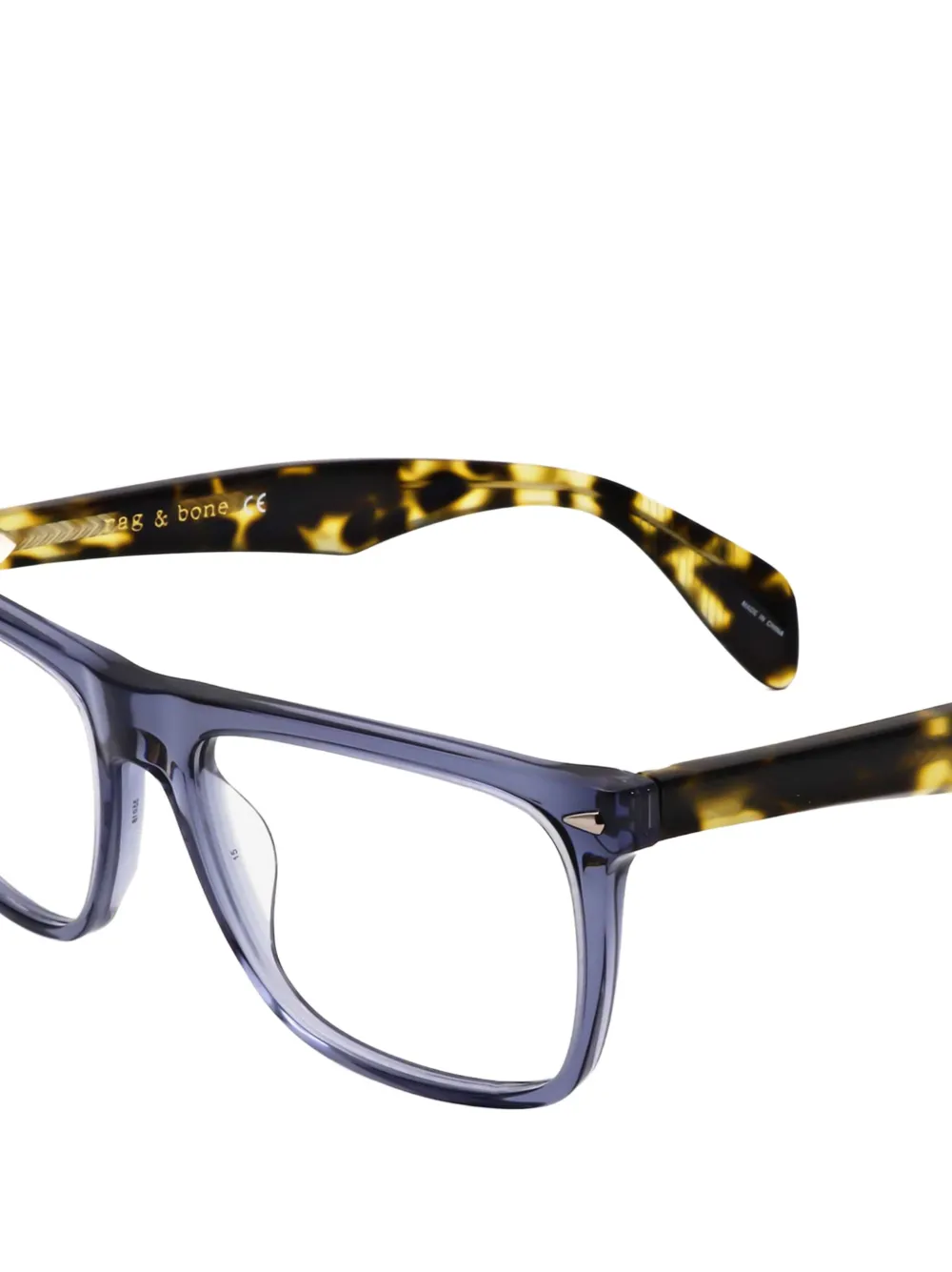 RAG & BONE EYEWEAR Bril met rechthoekig montuur en schildpadschild montuur Blauw
