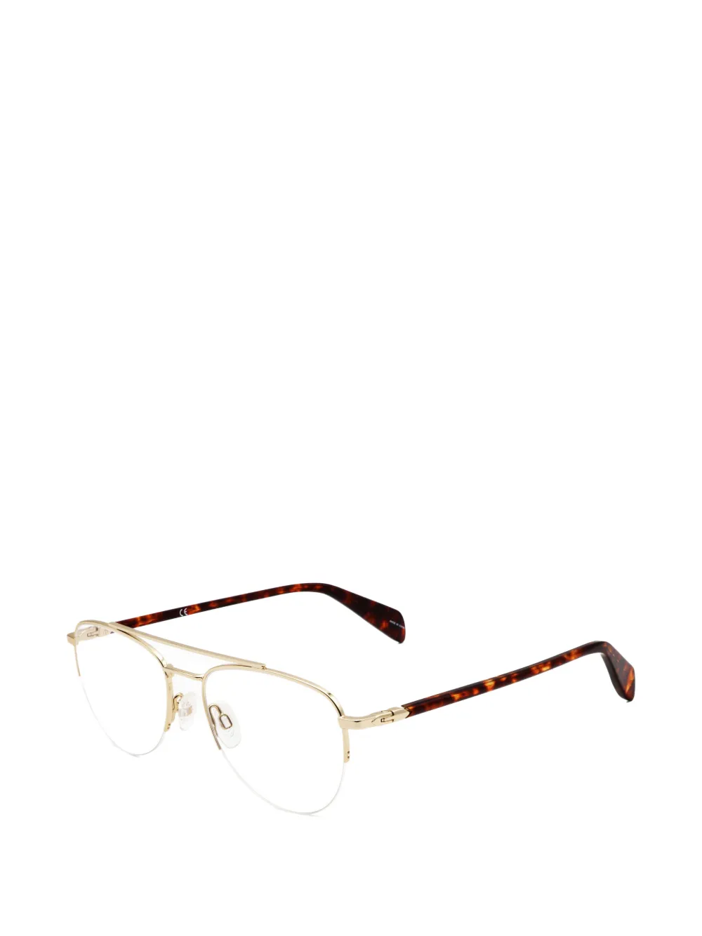 RAG & BONE EYEWEAR double-bridge pilot-frame glasses | Gold | Image 1