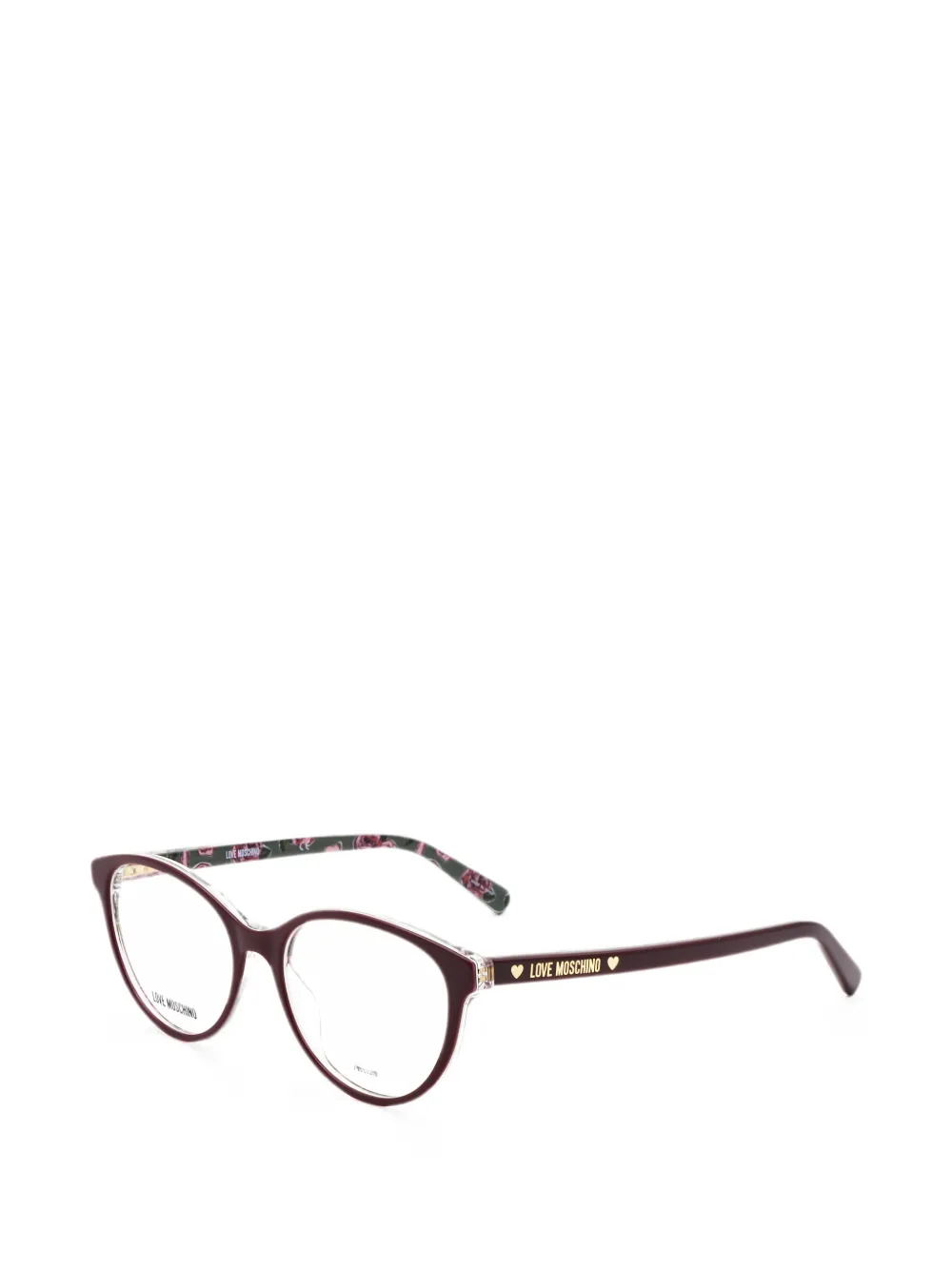 Moschino floral-print round-frame glasses - Braun