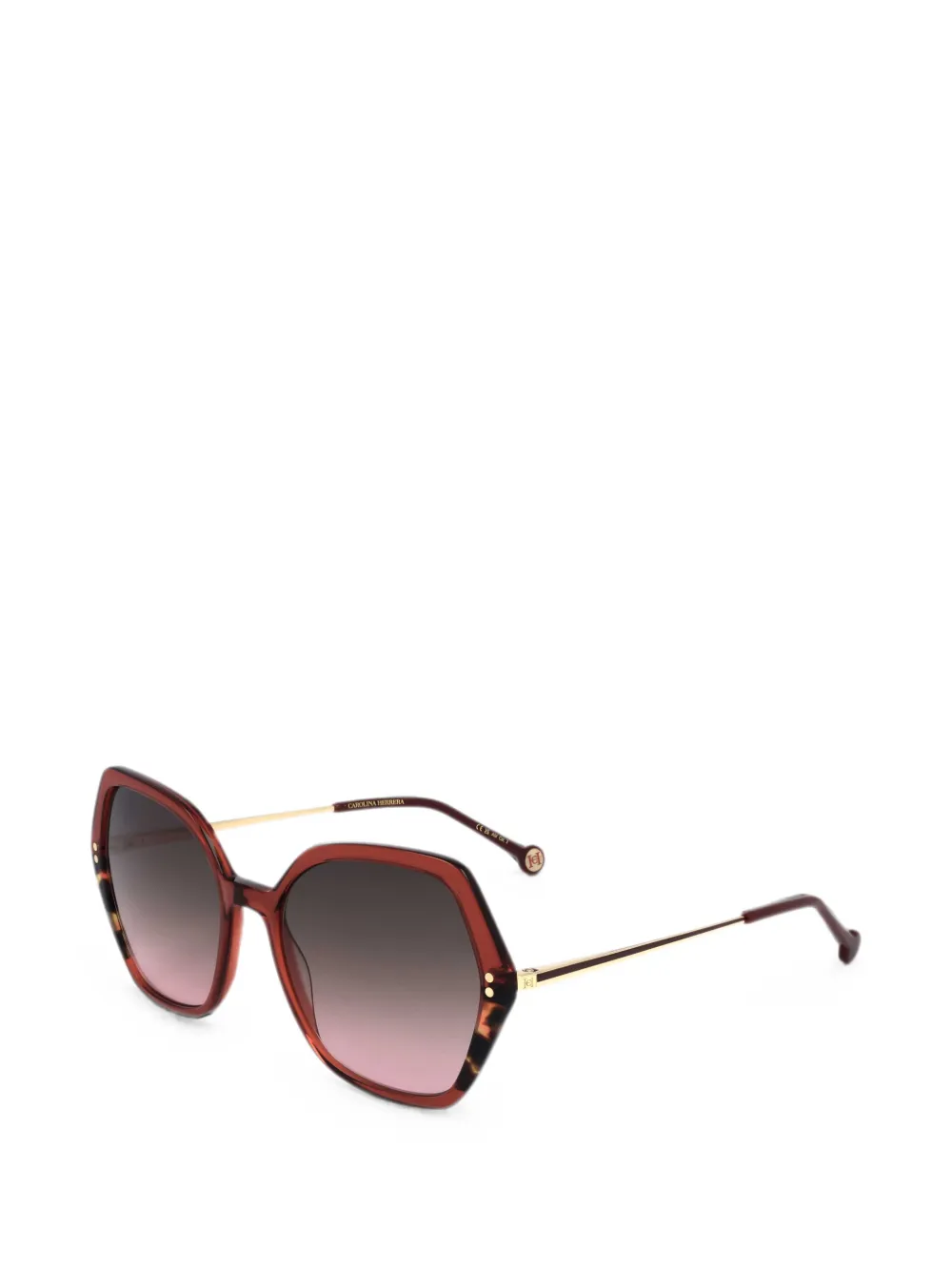 Carolina Herrera Sonnenbrille mit geometrischem Gestell - Rot