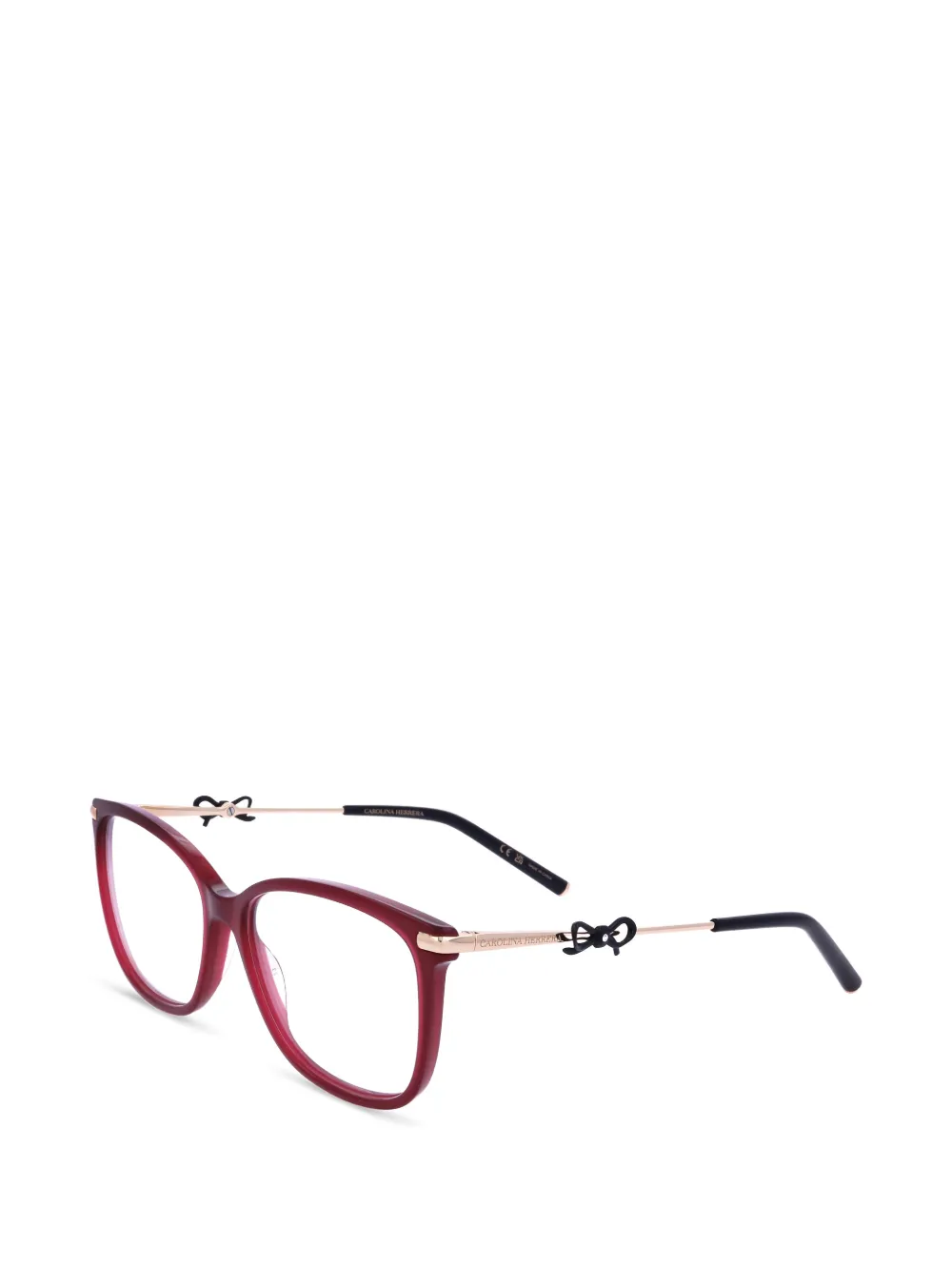 Carolina Herrera Eckige Brille mit Schleife - Rot