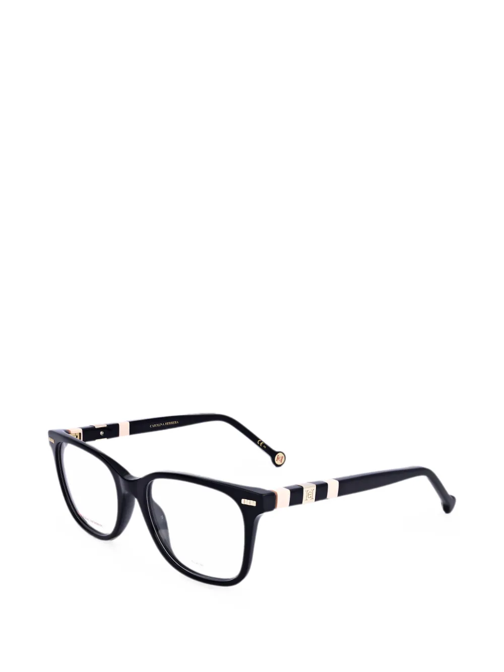 Carolina Herrera Eckige Brille mit Logo-Schild - Schwarz