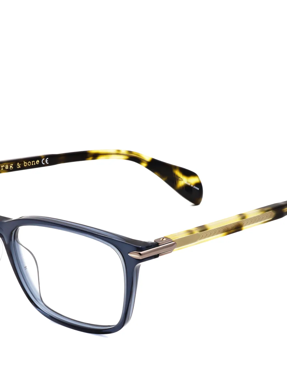 RAG & BONE EYEWEAR Bril met rechthoekig montuur en schildpadschild montuur Blauw
