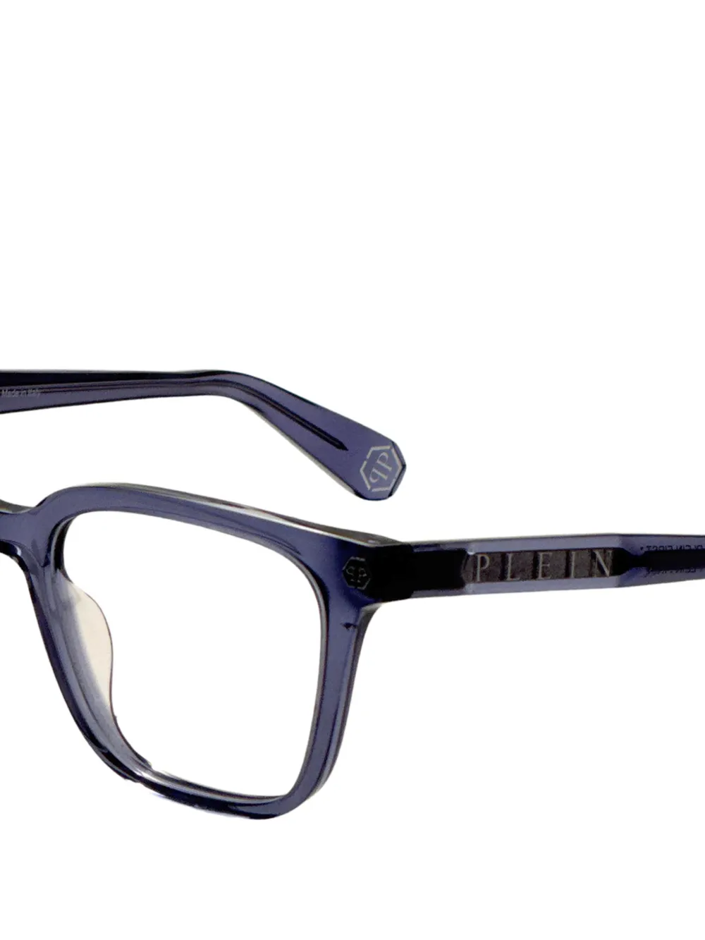 Philipp Plein Eyewear Bril met vierkant montuur met logoplakkaat Blauw
