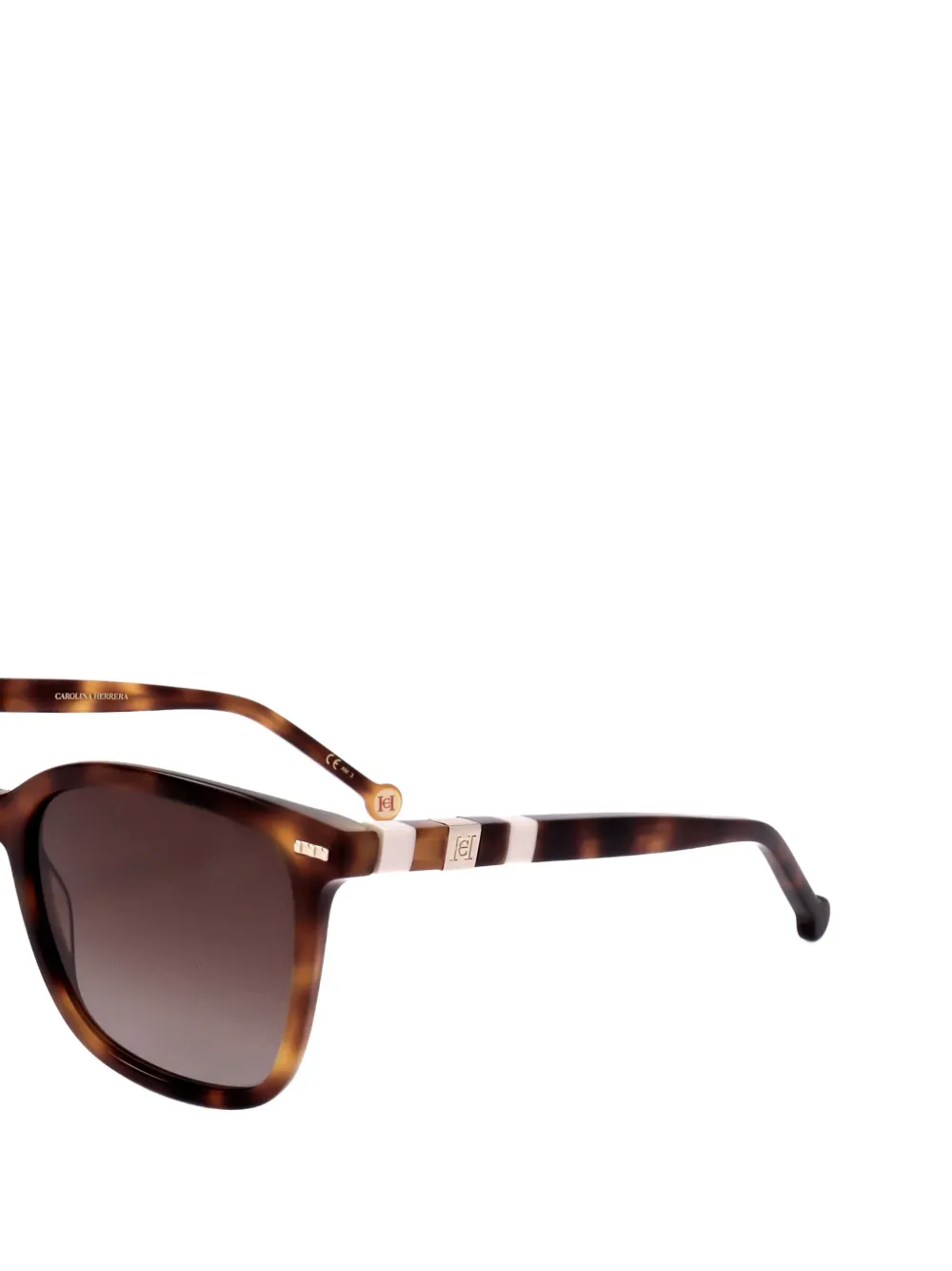 Carolina Herrera Zonnebril met vierkant montuur en schildpadschild design Bruin