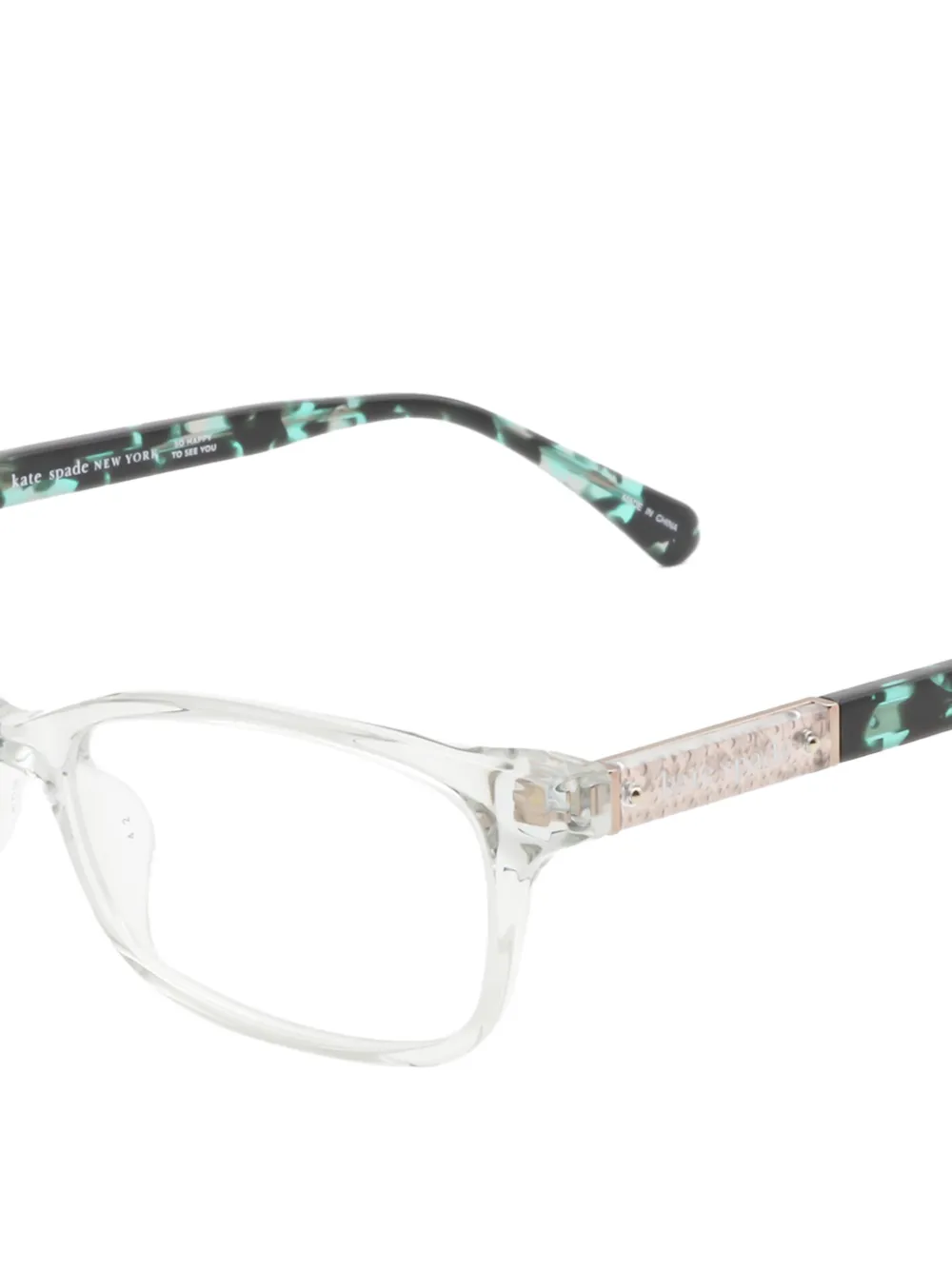 Kate Spade Bril met rechthoekig montuur en schildpadschild montuur Wit