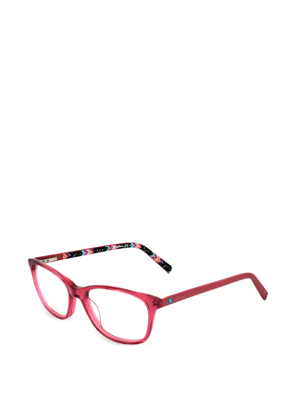 MISSONI EYEWEAR zigzag-print square-frame glasses - Rosso