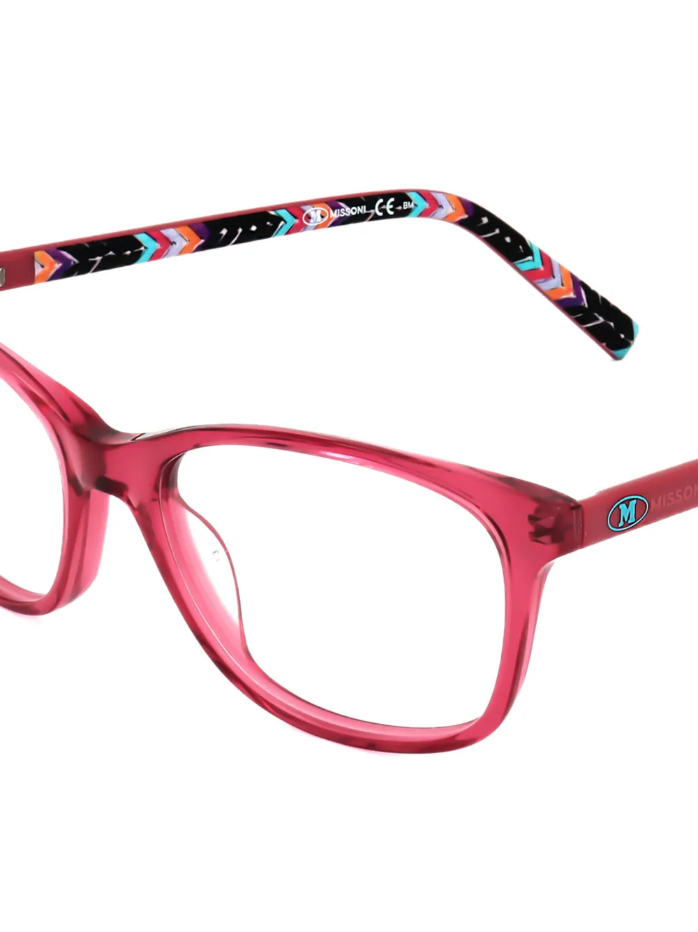 MISSONI EYEWEAR Bril met vierkant montuur en zigzagprint Rood