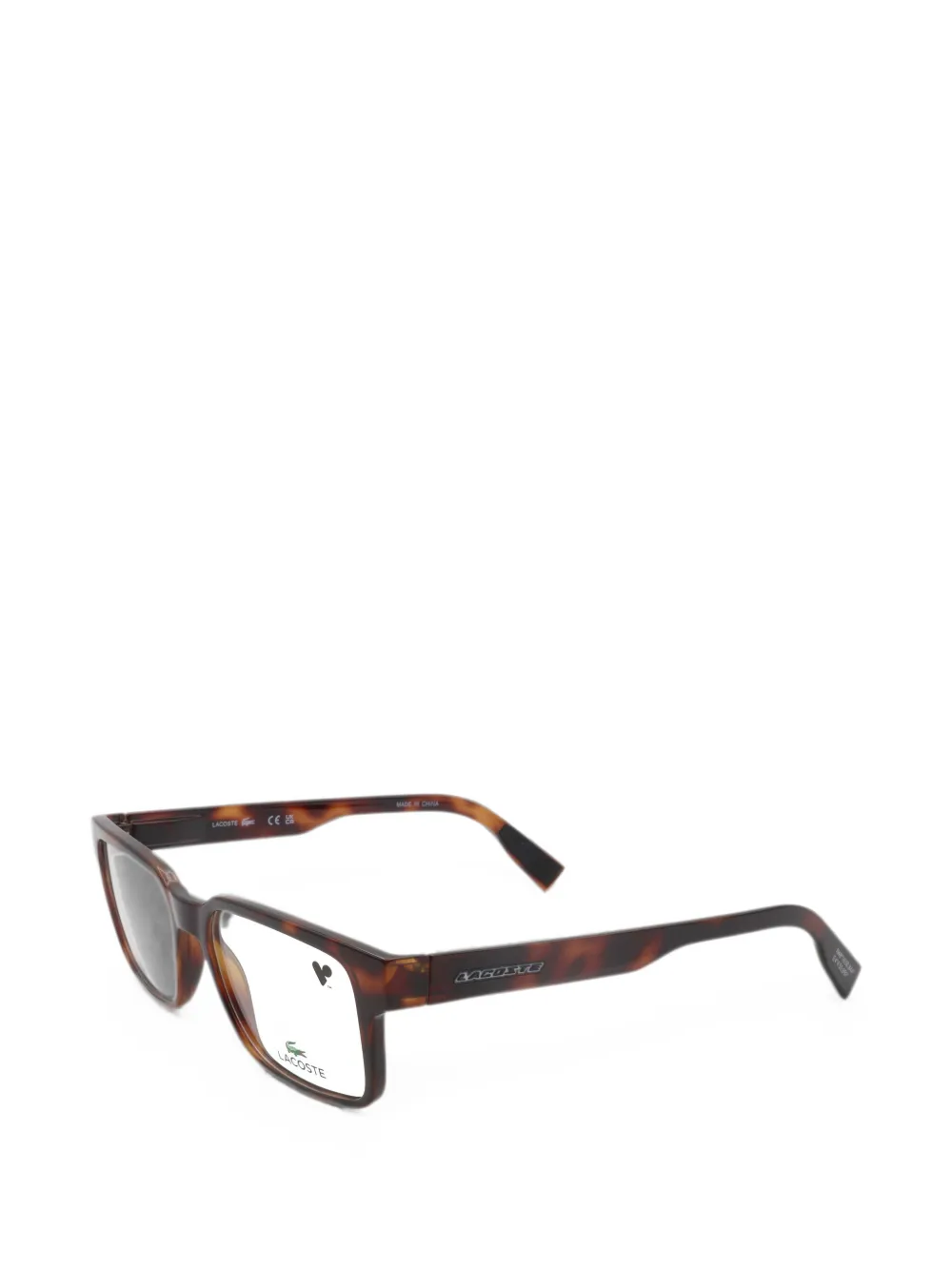 Lacoste tortoiseshell-effect rectangle-frame glasses - Braun