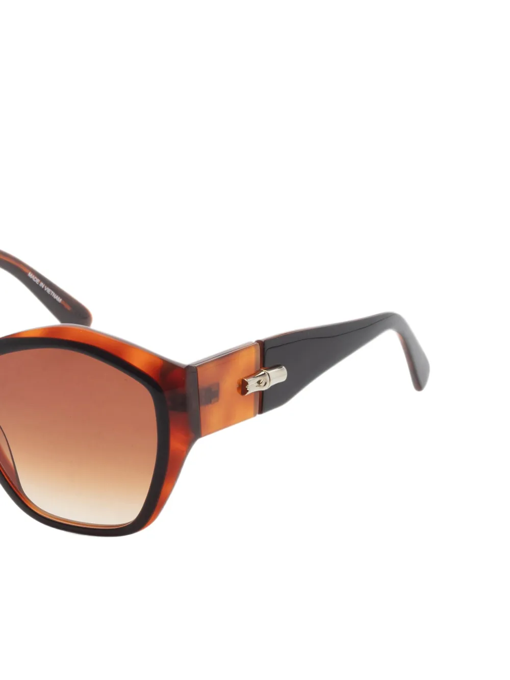 Longchamp Zonnebril met geometrisch montuur met schildpadschild design Bruin