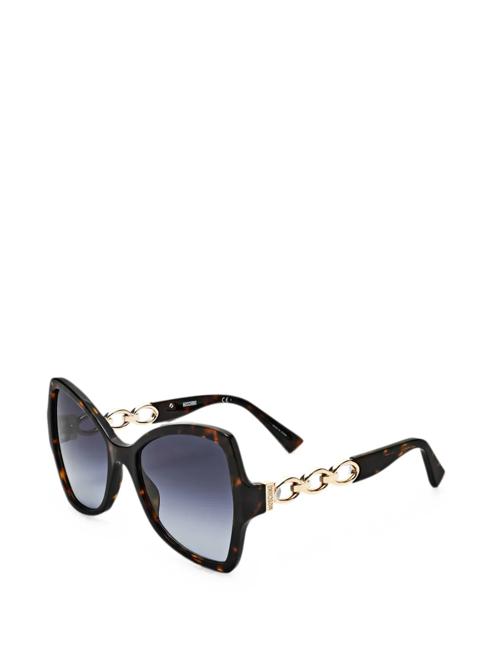 Moschino Eyewear tortoiseshell-effect chain-link oversized-frame sunglasses
