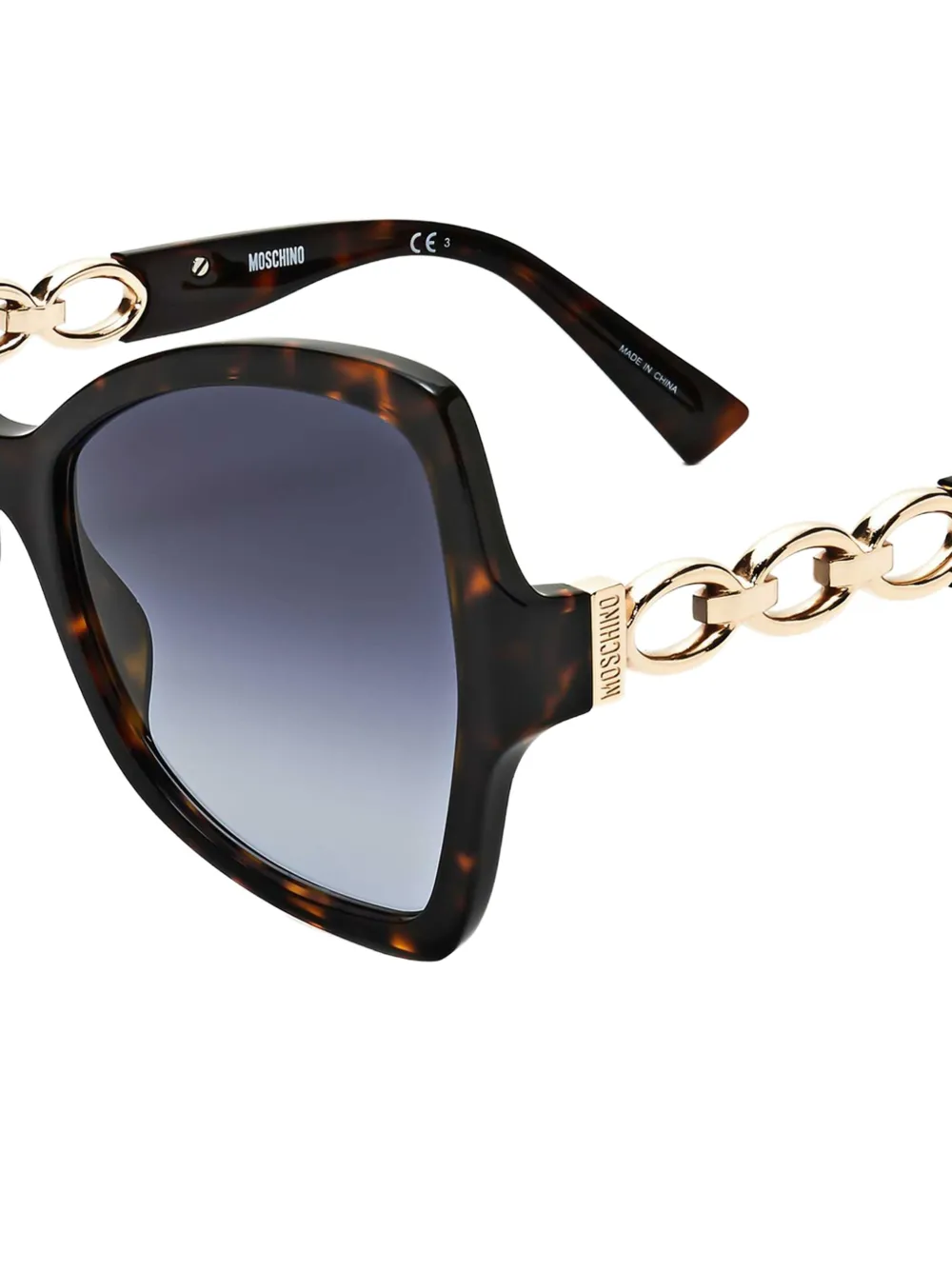 Moschino Eyewear Zonnebril met oversized montuur schakelketting en schildpadschild-design Bruin