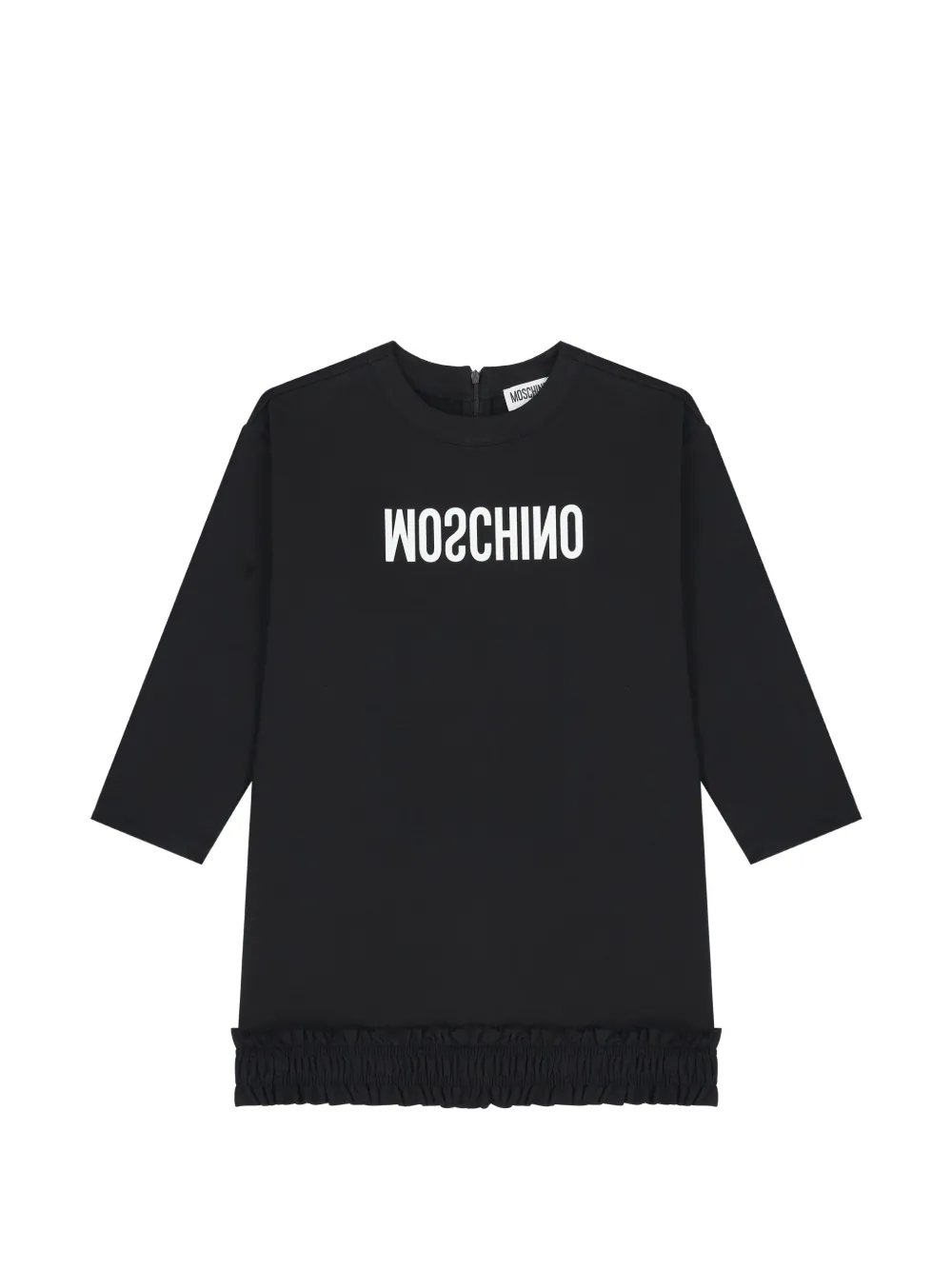 Moschino Kids Abito arricciato con logo - Nero