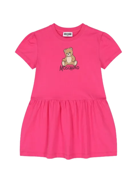 Moschino Kids teddy bear gathered dress