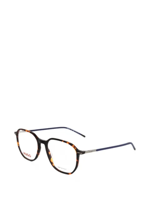HUGO tortoiseshell-effect geometric-frame glasses